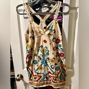 Weavers Cream and Teal Floral Dress